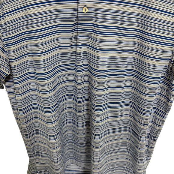 Peter Millar Summer Comfort Golf Polo Shirt Size XL Striped Golf Logo Blue - Picture 4 of 7